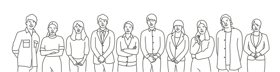 Group of diverse business people standing together.