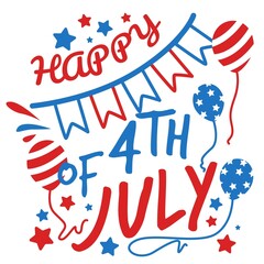 Obraz premium Happy 4th Of July illustration, Usa Flag vector