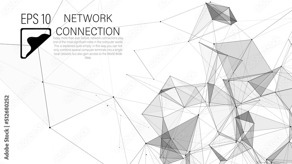 Poster connection to the global network. abstract vector dots and lines with triangles on a white backgroun