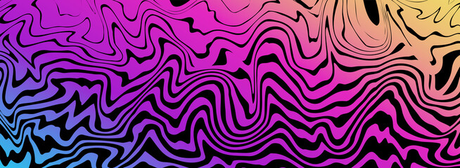 Optical wave. Dynamic distorted wave. Marble colored abstract background. Distorted black lines. Watercolor patterns. Vector illustration.