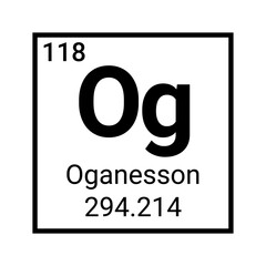 Oganesson chemistry element symbol. Laboratory atomic icon