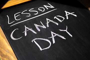 Lesson Canada Day is on a chalkboard