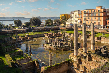 The ancient Macellum of Pozzuoli (also known as Temple of Serapis), Naples, Italy. In ancient Rome, macella were the food market buildings.