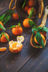 mandarins on wooden table