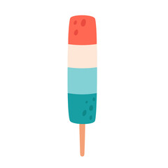 Ice lolly, fruit ice cream. Summertime, hello summer. Hand drawn vector illustration