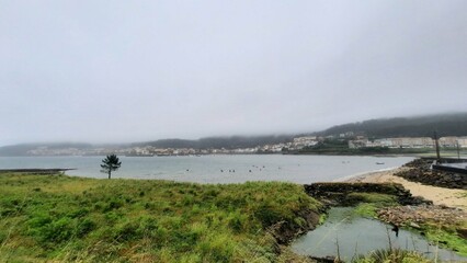 Ría de Vigo con bruma, Galicia