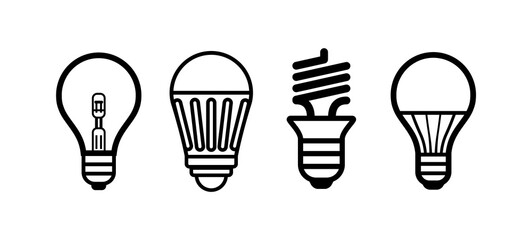 LED bulb line icon. Light flashlight led vector economic energy idea logo
