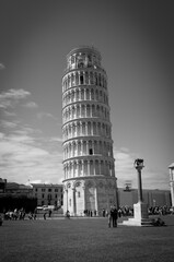 The Leaning Tower of Pisa and surrounding buildings.