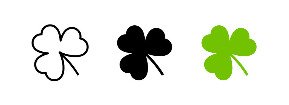 Shamrock vector clover icon, Irish shamrock leaf logo silhouette trefoil clipart art