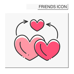  Enjoyment color icon. Spend time together. Empathy. Love relationship. Friends line icon. Isolated vector illustration