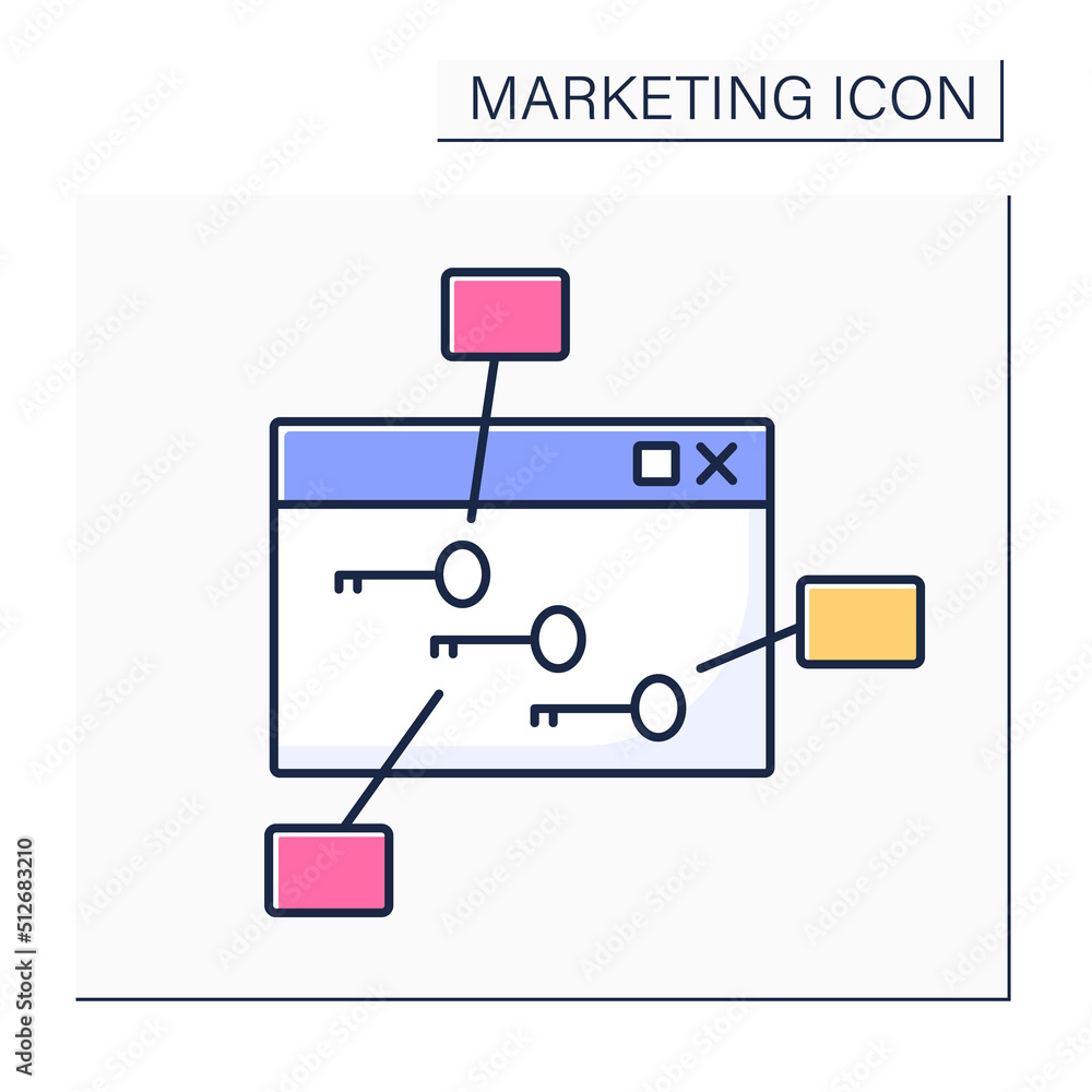 Poster keyword density color icon. keyword optimization refers to number of times target keyword is used on