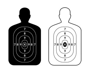 Shoot target human gun board. Aim person target body, head black shot board © kolonko