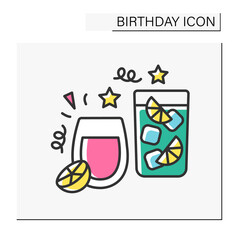 Party color icon. Cocktail party. Refreshing drinks. Celebration.Birthday concept. Isolated vector illustration
