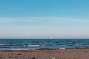 view of beach in Alicante with copy space, Spain