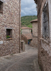 Fototapeta na wymiar A stroll through the lonely stone streets and houses of villavelayo, Spain