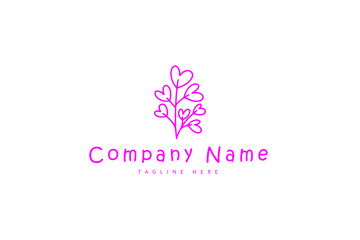 Organic beauty with tree combined company logo for business. Plant with beauty logo vector pink colour 