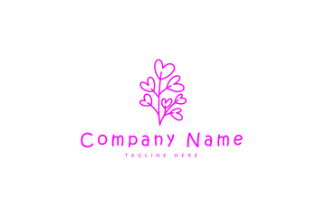 Obraz premium Organic beauty with tree combined company logo for business. Plant with beauty logo vector pink colour 