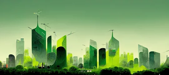 Foto op Canvas Green city sustainability, conceptual illustration © Rick