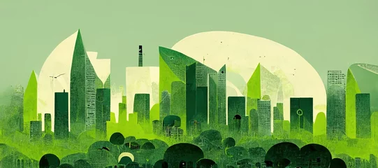 Foto op Canvas Green city sustainable living, conceptual illustration © Rick