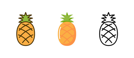Pineapple vector fruit logo icon. Tropical pineapple symbol illustration ananas exotic fruit design