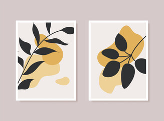 Abstract contemporary flower minimal modern vector design. Minimal abstract flower collection leaf