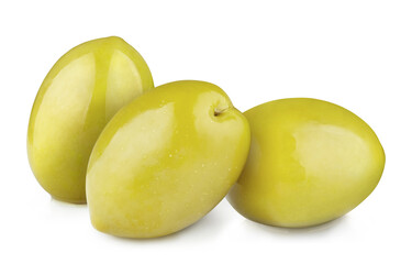 Delicious olives, isolated on white background