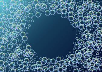 Soap bubble. Detergent bath foam and suds for bathtub. Shampoo.