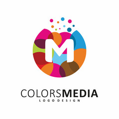 multi colors initial m letter  logo design