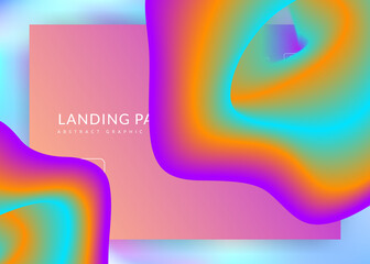 Liquid fluid with dynamic elements and shapes. Landing page.