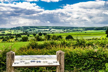Panoramic summer landscape with rolling valleys in Limburg. Tourist attractions for hiking in the...