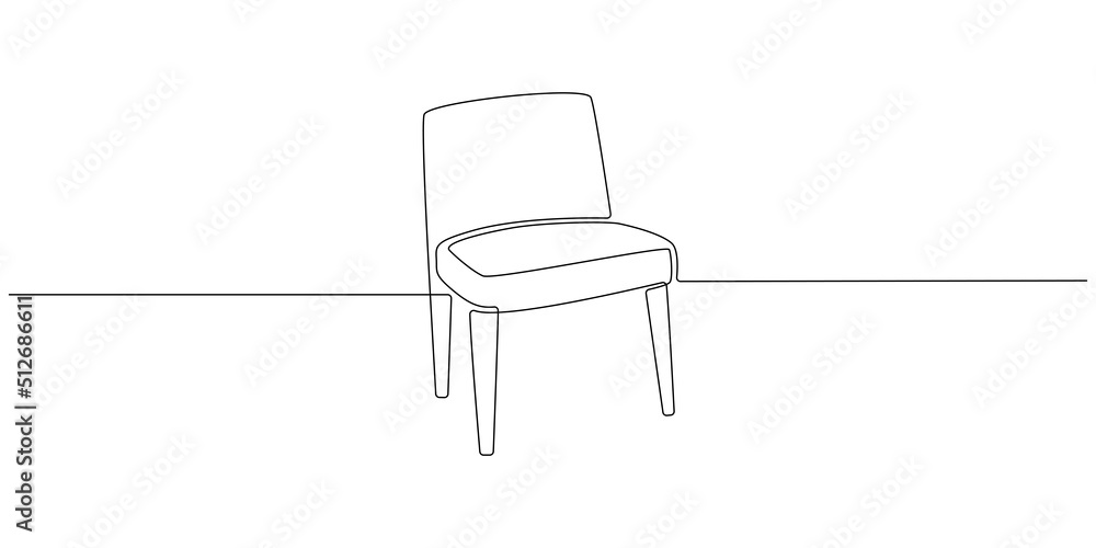 Poster one continuous line drawing of chair. modern scandinavian and loft furniture armchair in simple line