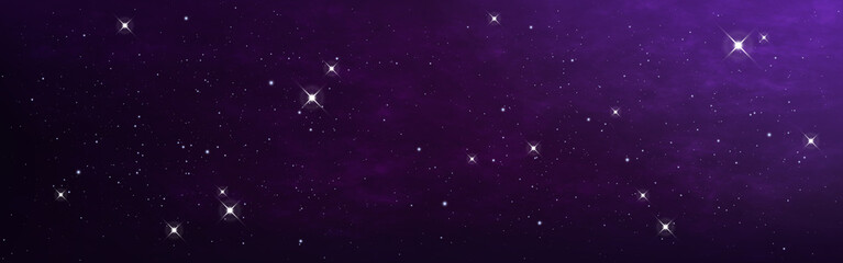 Milky way wide wallpaper. Realistic constellation with nebula. Magic starry texture. Realistic space background. Long poster with stardust. Vector illustration © Vegorus