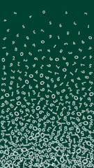 Falling sketch chalk numbers. Math study concept with flying digits. Popular back to school mathematics banner on blackboard background. Falling numbers vector illustration.