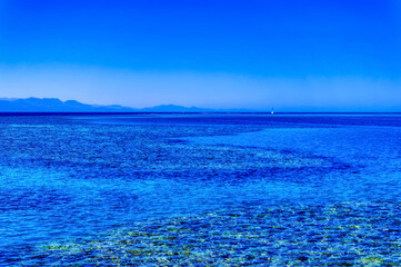 Red Sea archipelago and landscape during sunny summer day near Sharm el Sheikh.