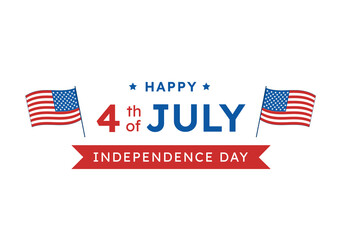 Happy Independence Day of the USA on July 4th. Design of greeting cards, posters, banners, posts in social media. Vector illustration isolated on a white background.