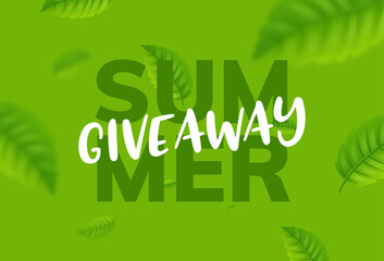 Giveaway summer vector background. Give away freebie contest summer tropical design