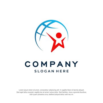 success logo star global concept premium vector