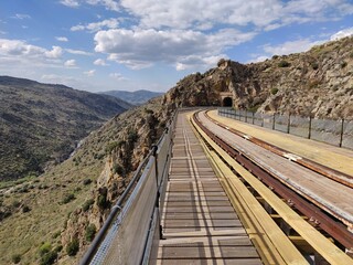 Fototapeta na wymiar railway tracks in the mountains