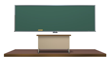 黒板と教壇を正面から見たイメージ - obrazy, fototapety, plakaty