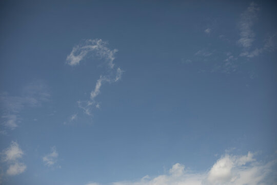 Question mark from cloud. Clouds in sky. Funny background.