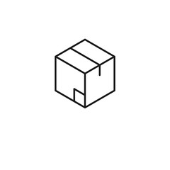 Shopping, sell and purchase concept. Vector signs in flat style. Suitable for adverts, web sites, articles. Editable stroke. Line icon of box for post or delivery