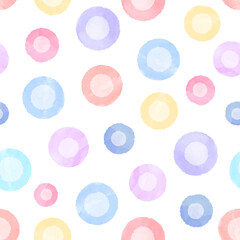 Abstract background with watercolor circles. Colorful vector seamless polka dot pattern.