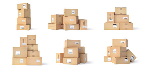 Mail Cardboard boxes on a white background. 3d illustration
