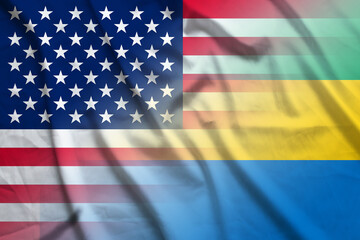 Fototapeta na wymiar USA and Gabon government flag transborder contract GAB USA
