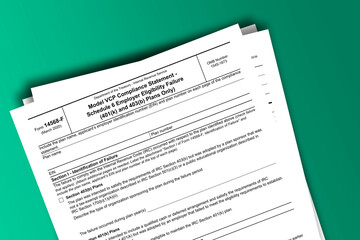 Form 14568-F documentation published IRS USA 03.27.2020. American tax document on colored