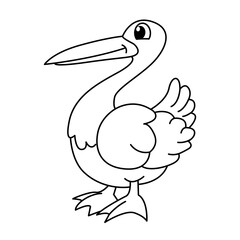 Cute swan cartoon coloring page illustration vector. For kids coloring book.