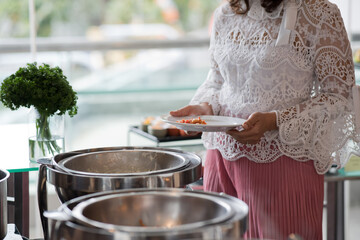 buffet food, catering food party at restaurant