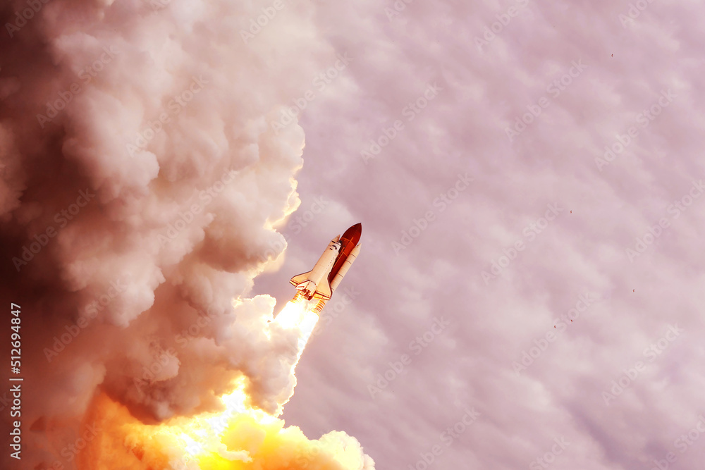 Wall mural launch of a space shuttle into space. elements of this image furnished by nasa