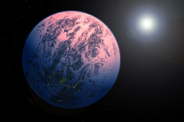 Distant exoplanet, in dark space. Elements of this image furnished by NASA