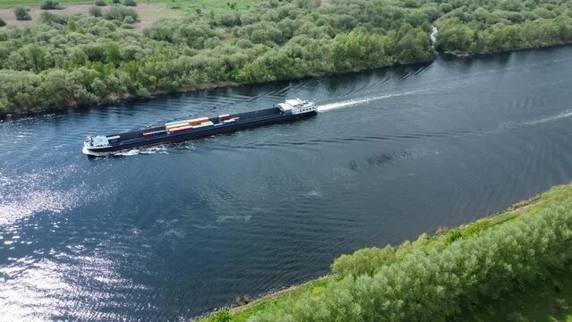 Aerial view of the Schelde Rijn Canal between Dinteloord and Nieuw Vossemeer in the Netherlands